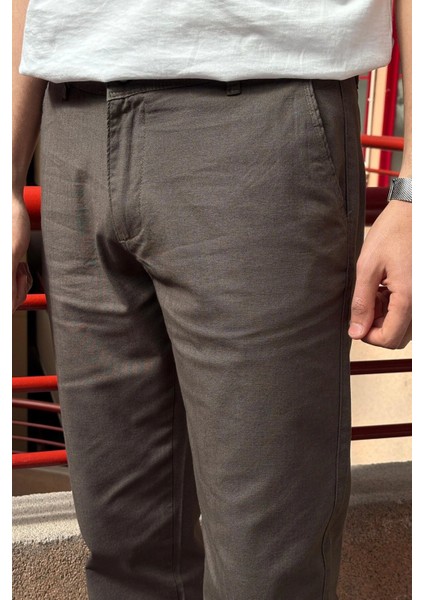 Erkek, Keten Dokuma, Pamuklu Kumaş, Regular Fit, Mevsimlik Pantolon 377