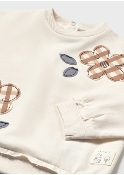 Kız Bebek Işlemeli Sweatshirt Açık Bej 1459 modelleri
