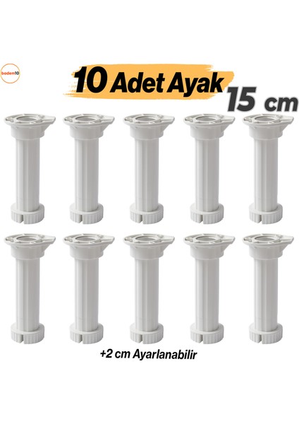 Ayarlanabilir 10 Adet 15 cm Plastik Ayak Mobilya Tezgah Dolap Yükseltici Yükseltme Ayakları Ayağı