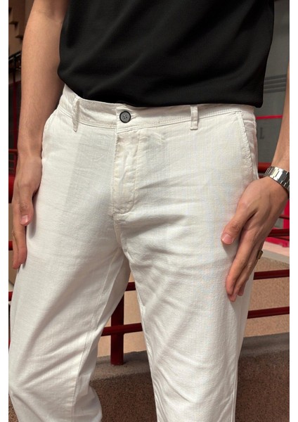 Erkek, Keten Dokuma, Pamuklu Kumaş, Regular Fit, Mevsimlik Pantolon 295 fırsatları