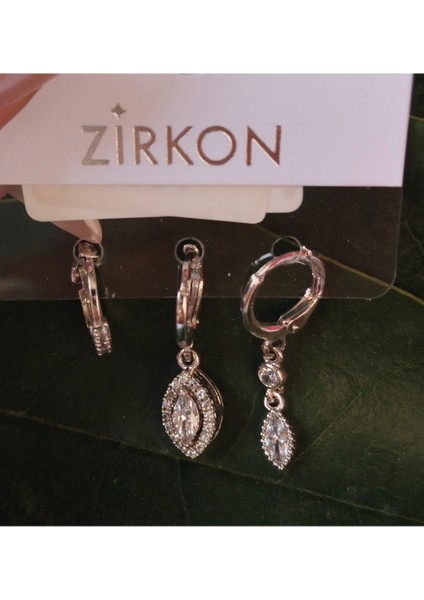 Gümüş Renk Üçlü Lüks Gösterişli Figürlü Küpe modelleri