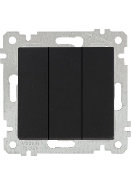 Üçlü Anahtar Metalik Siyah 2200 409 0284 Çerçeve Hariç