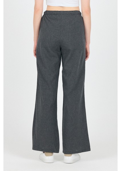 Antrasit Pamuklu Bel Lastikli Wide Leg/bol Paça Pantolon 4754A indirimleri