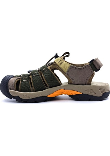 Burnu Kapalı Bej Haki Yeşil Erkek Outdoor Trekking Spor Sandalet fiyatları
