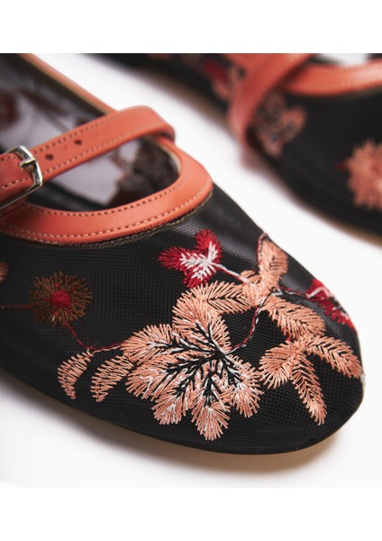 Jolin Turuncu Nakışlı Tokalı Kadın Babet fırsatları