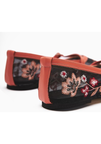 Jolin Turuncu Nakışlı Tokalı Kadın Babet indirimleri