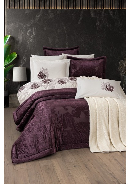 Tivoli 10 Parça Battaniyeli Kadife Yatak Örtülü Çeyiz Seti Spectra