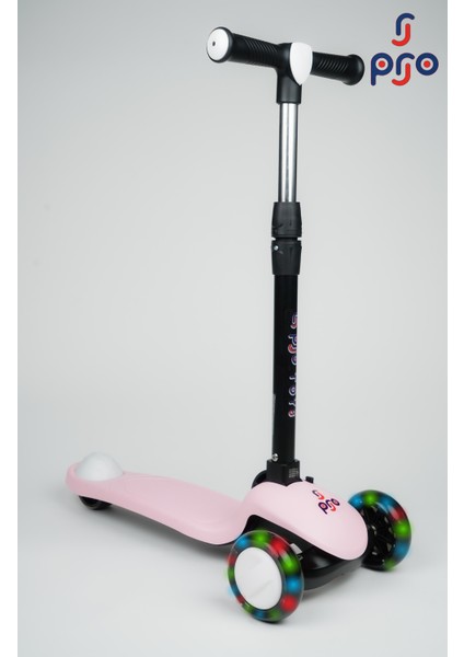 Işıklı/Ledli Üç Teker Yükseklik Ayarlanabilir ve Katlanabilir Fren Sistemli Çocuk Scooter