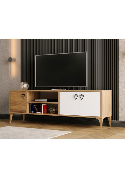 Rivo Tv Ünitesi Legnano-Beyaz Raflı ve Kapaklı Modern Tasarım 150 cm fırsatları