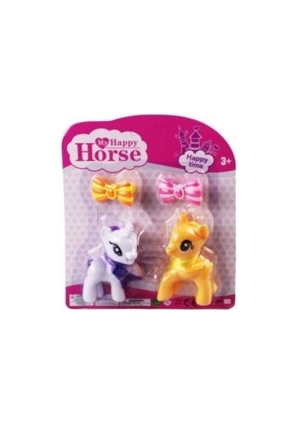 L-34-10 - Pony 2 Li Figür Set Tokalı Kartela Beyaz