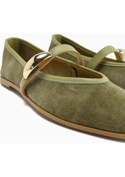 Hakiki Deri Aliana Haki Süet Toka Detaylı Kadın Babet fırsatları