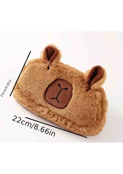 Sevimli Kapibara Figürlü Peluş Kalemlik – Fermuarlı ve Yumuşak Dokulu modelleri