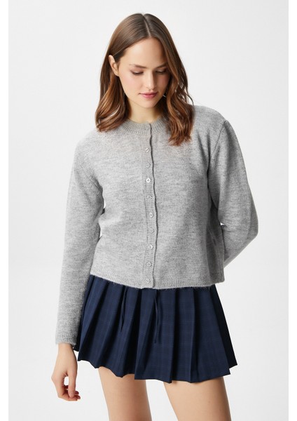 Kadın Nina Bisiklet Yaka Gri Basic Hırka fiyatları