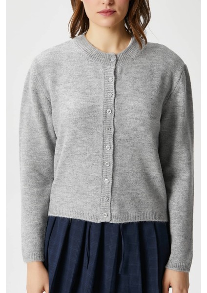 Kadın Nina Bisiklet Yaka Gri Basic Hırka fırsatları