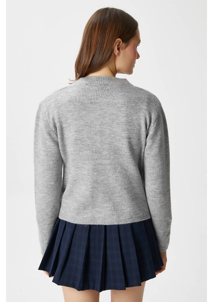 Kadın Nina Bisiklet Yaka Gri Basic Hırka indirimleri