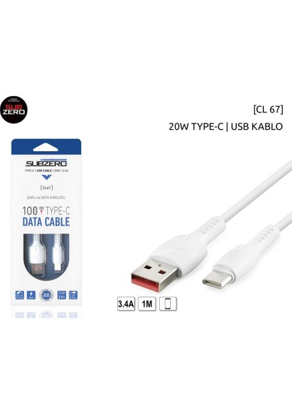 CL67 3.4A Type-C Hızlı Sarj Data Kablosu