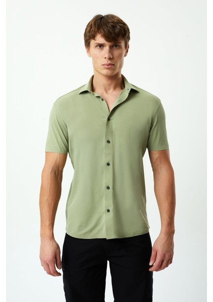Erkek Yeşil Pike Gömlek