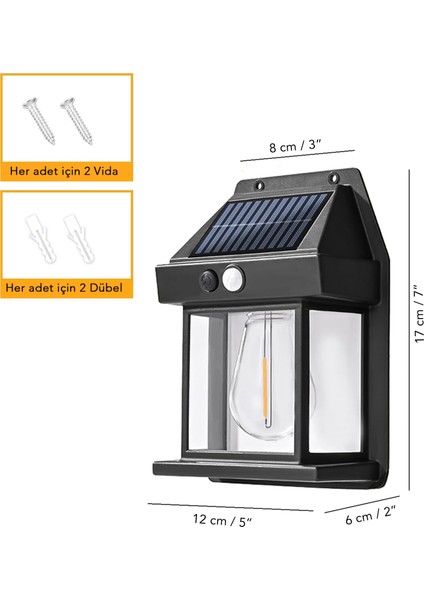 4 Adet Solar Duvar Lambası - Hareket Sensörlü Güneş Enerjili Lamba Yol Bahçe Aydınlatma
