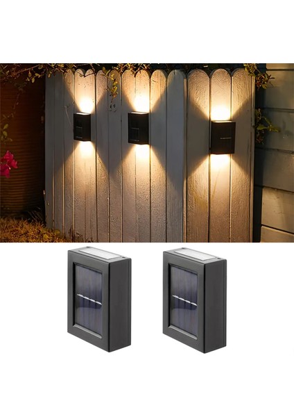 2 Adet Solar Duvar Aydınlatması - Çift Taraflı Güneş Enerjili Lamba LED Işık Dekorasyon Aydınlatma