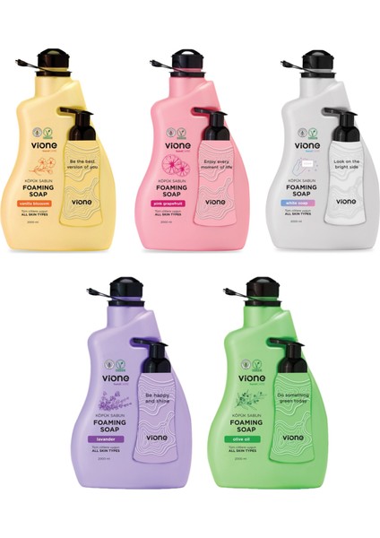 5'li Set Köpük Sabun El ve Yüz Için 2 Lt (Köpük Yapıcı Sabunluk Hediyeli)