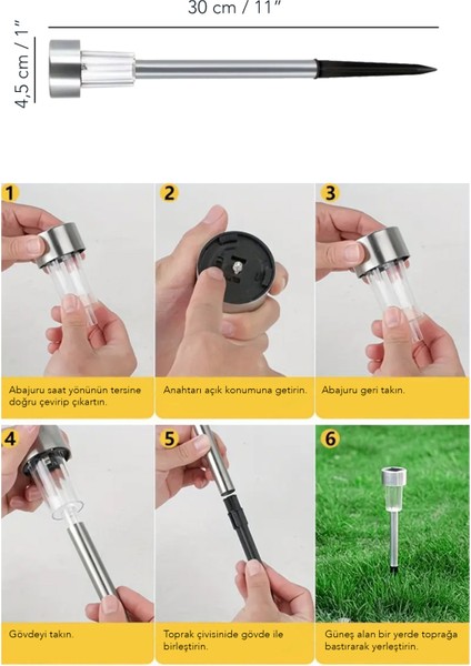 20'li Solar Yer Aydınlatması - Güneş Enerjili LED Işık Plastik Saplama Dış Mekan Bahçe Yolu Lambası