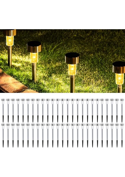 50'li Solar Yer Aydınlatması - Güneş Enerjili LED Işık Plastik Saplama Dış Mekan Bahçe Yolu Lambası