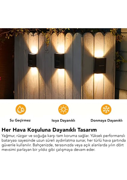 8 Adet Solar Duvar Aydınlatması - Çift Taraflı Güneş Enerjili Lamba LED Işık Dekorasyon Aydınlatma modelleri