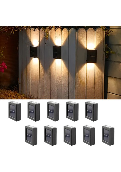 10 Adet Solar Duvar Aydınlatması - Çift Taraflı Güneş Enerjili Lamba LED Işık Dekorasyon Aydınlatma
