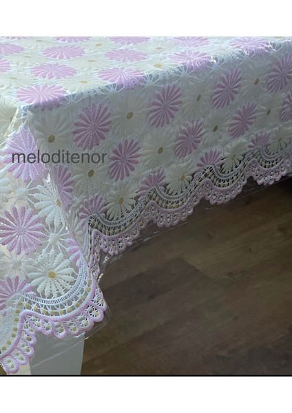 Lüks Şeffaf Kaplama Papatya Desen Kaymaz Silinebilir Pvc Muşamba Masa Örtüsü