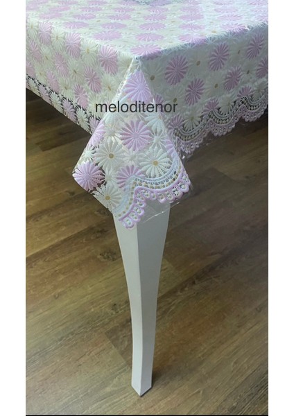 Lüks Şeffaf Kaplama Papatya Desen Kaymaz Silinebilir Pvc Muşamba Masa Örtüsü