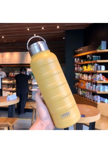 Paslanmaz Çelik Termos Su Şişesi 360ML Vakumlu Kapak Sarı Ithal Ürün