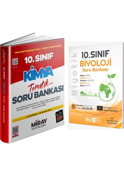 Miray + Biyotik 2026 10. Sınıf Tematik Kimya Konu Özetli Soru + Biyoloji Soru 2 Li Set fiyatları