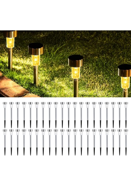 40'lı Solar Yer Aydınlatması - Güneş Enerjili LED Işık Plastik Saplama Dış Mekan Bahçe Yolu Lambası
