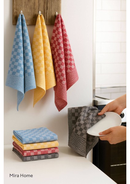 6'Lı Mutfak Kurulama Bezi 45x65 Cm Pötikare Desen