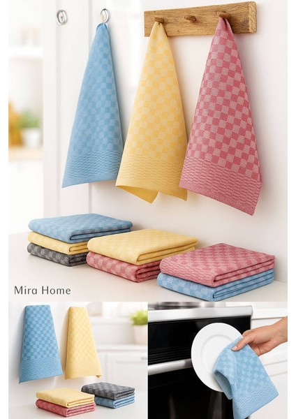 6'Lı Mutfak Kurulama Bezi 45x65 Cm Pötikare Desen fiyatları