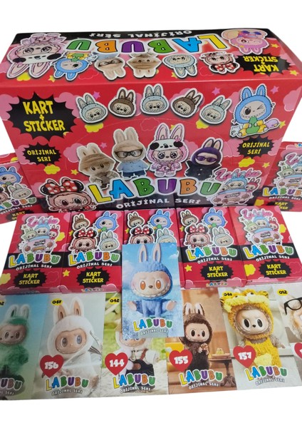 Labubu Oyun Kağıtları (10 Minik Kutu 60 Adet Krarkter Kartı 10 Adet Karakter Sticker) Labubu