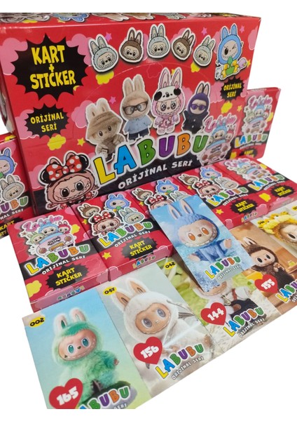 Labubu Oyun Kağıtları (10 Minik Kutu 60 Adet Krarkter Kartı 10 Adet Karakter Sticker) Labubu fırsatları