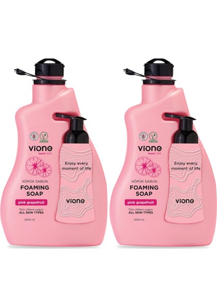 2 Adet Köpük Sabun El ve Yüz Için Pembe Greyfurt 2 Lt (Köpük Yapıcı Sabunluk Hediyeli)