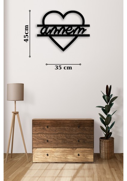 Kalpli Annem Yazısı Mdf Duvar Dekorasyon Lazer Kesim Kapladığı Alan 35X45 cm fırsatları