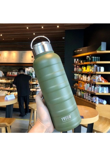 Paslanmaz Çelik Termos Su Şişesi 360ML Vakumlu Kapak Yeşil Ithal Ürün