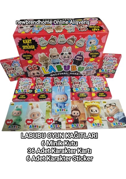 Labubu Oyun Kağıtları (6 Minik Kutu 36 Adet Karakter Kart 6 Adet Karakter Sticker) Labubu Kartları fiyatları