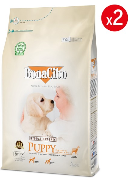 Puppy Dog Tavuklu Yavru Köpek Maması, 3 kg x 2 Adet, Tüm Irklar Için, Doğal, Şeker Içermez