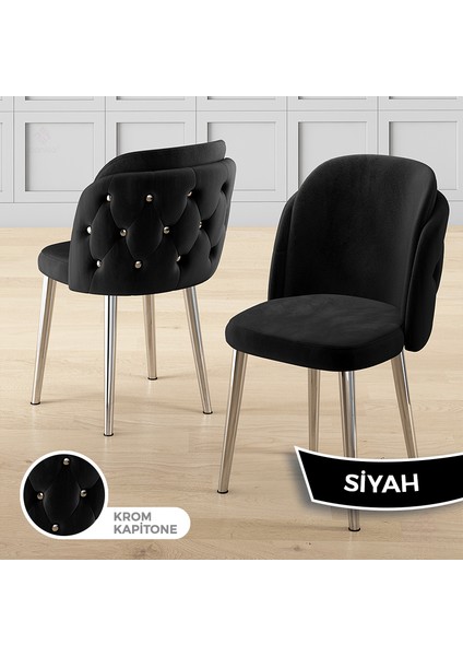 Zae Serisi 90X168 Lak Panel Beyaz Mermer Desen Krom Ayak Masa Takımı 4 Siyah Sandalye modelleri