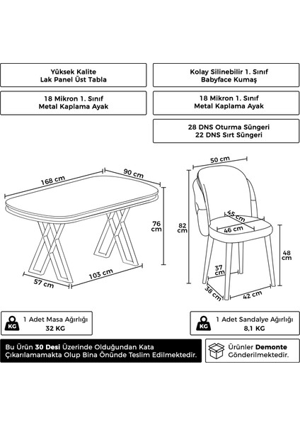 Zae Serisi 90X168 Lak Panel Beyaz Mermer Desen Krom Ayak Masa Takımı 4 Siyah Sandalye fırsatları