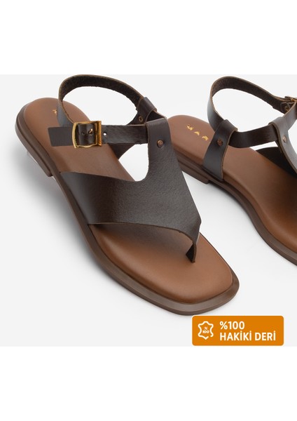 Kadın Deri Parmak Arası Günlük Sandalet Vomin