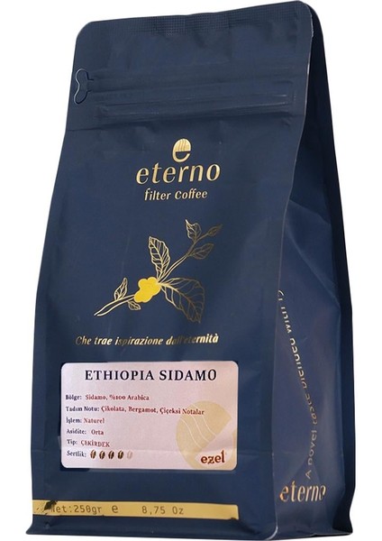 Ethiopia Sidamo Çekirdek-250gr fiyatları