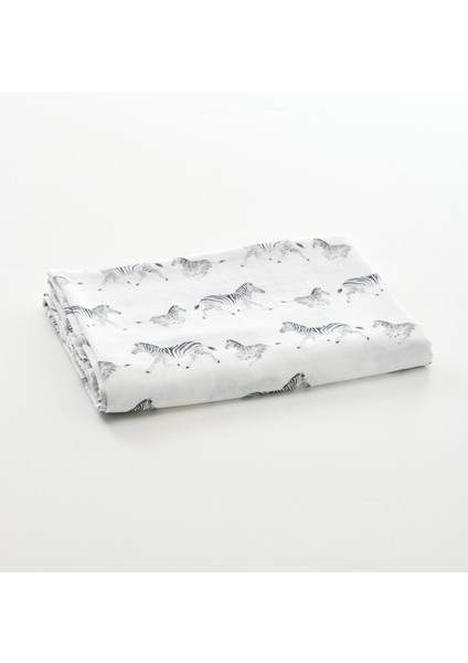 2 Katlı %100 Pamuk Müslin Bezi | 120x120 cm | Zebra Desen | Yenidoğan & Bebek Battaniyesi fiyatları