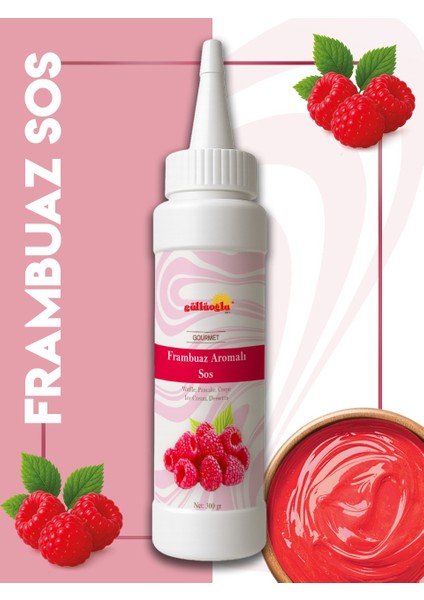 Frambuaz Aromalı Sos - Waffle & Krep & Pankek & Tatlı & Dondurma & Kruvasan Sos - 300 gr / 225 ml