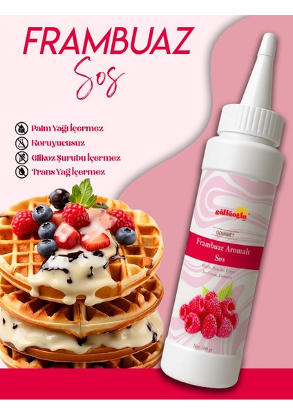 Frambuaz Aromalı Sos - Waffle & Krep & Pankek & Tatlı & Dondurma & Kruvasan Sos - 300 gr / 225 ml fiyatları