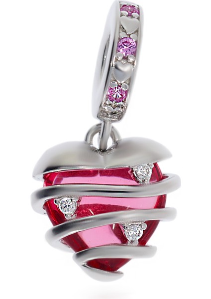 Kadın Sarılı Kalp Model Gümüş Charm